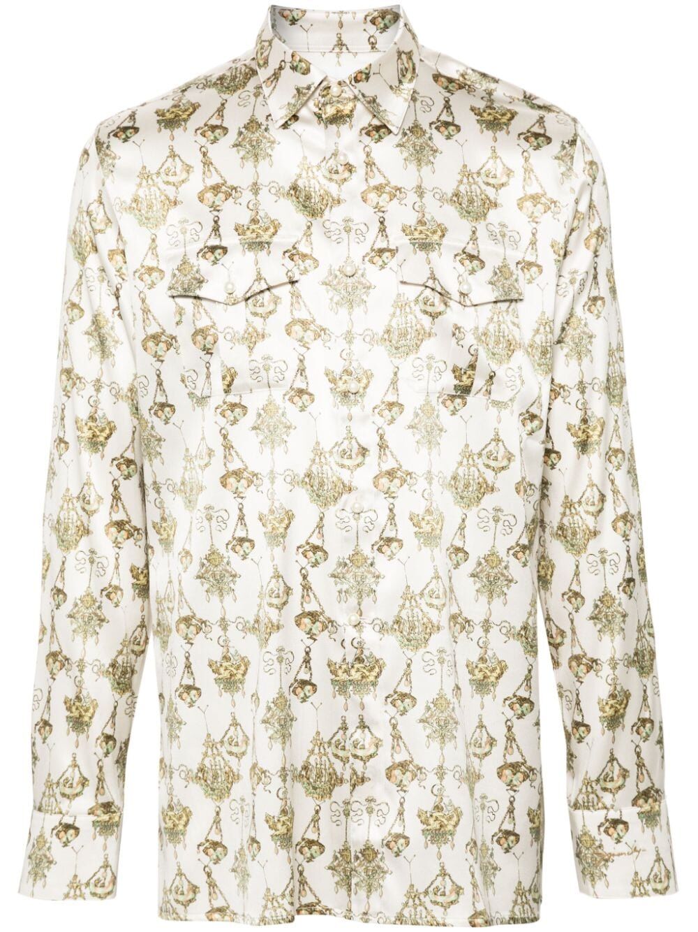 chandelier-print silk shirt