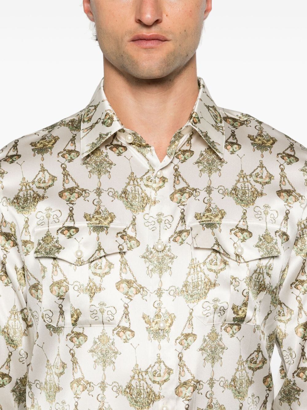 chandelier-print silk shirt