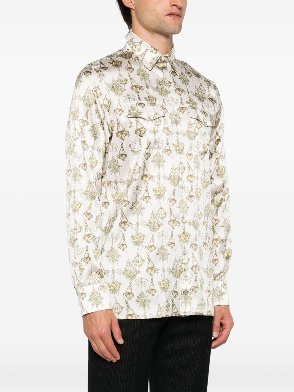 chandelier-print silk shirt