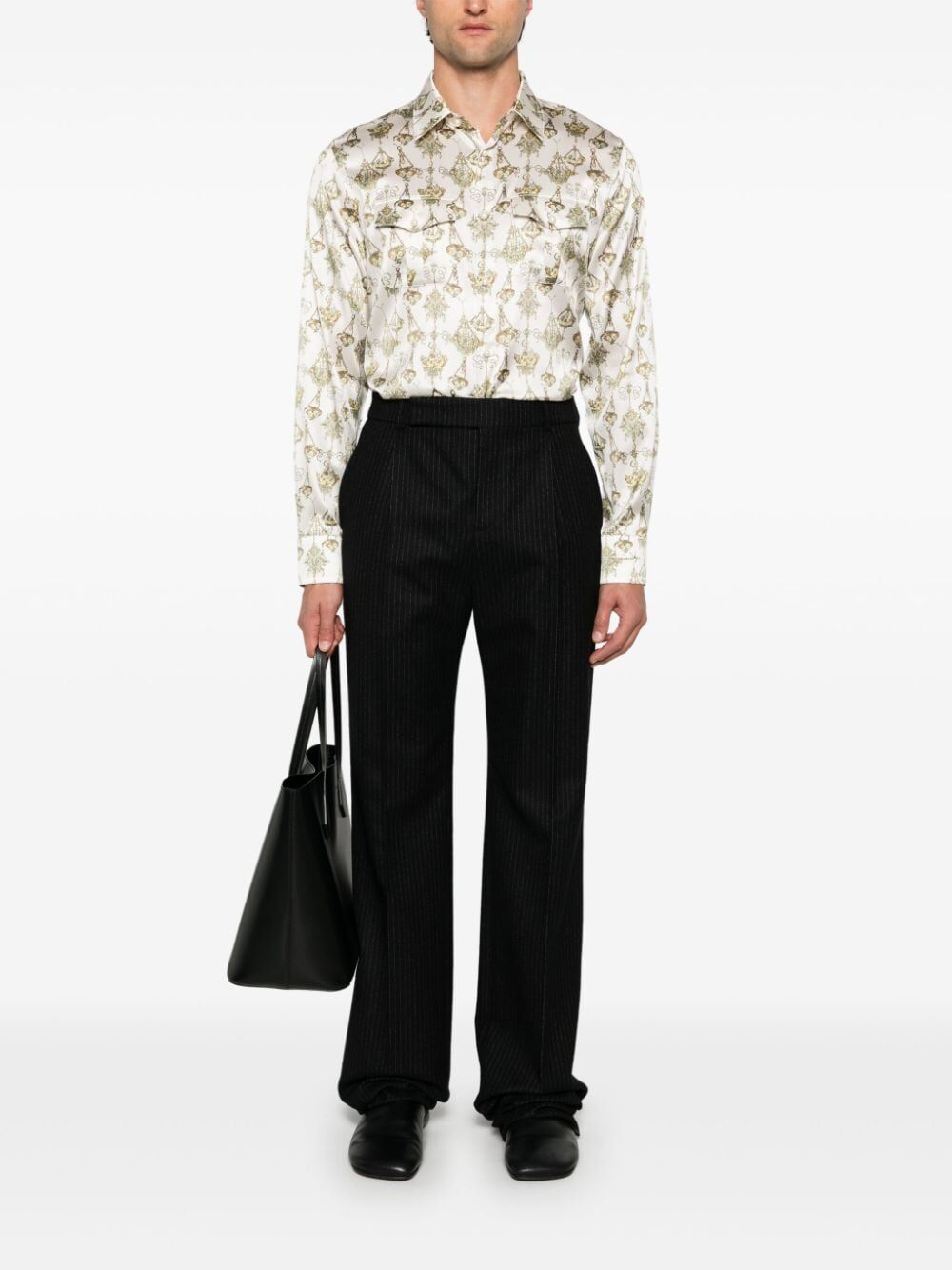 chandelier-print silk shirt