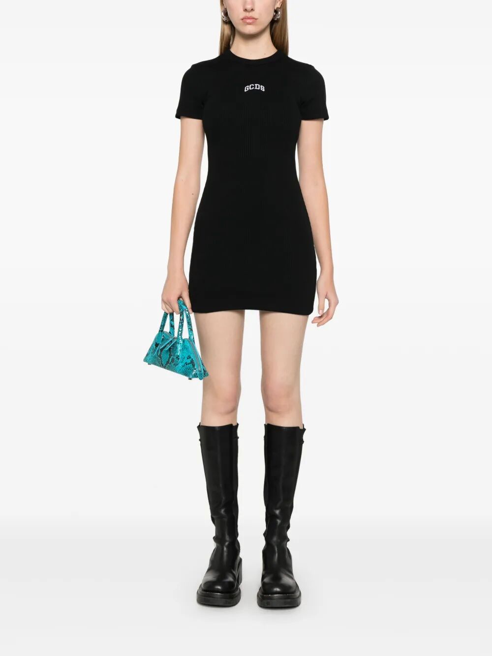 logo-embroidered mini dress