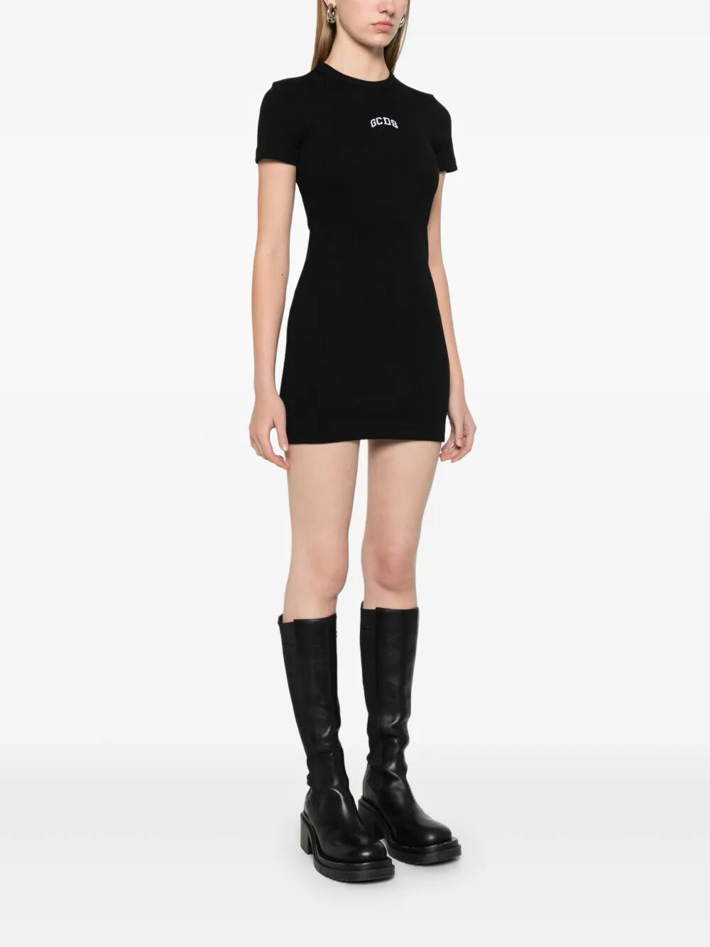 logo-embroidered mini dress