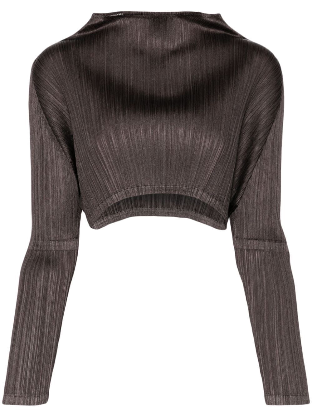 long-sleeve plissé cropped top