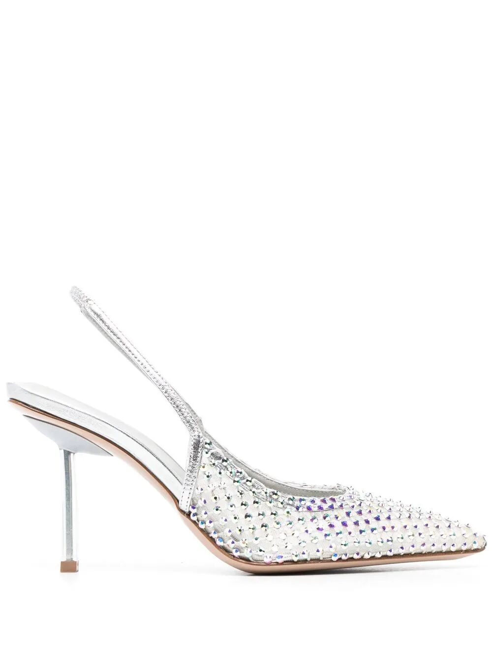 rhinestone-embellished slingback stiletto pumpss