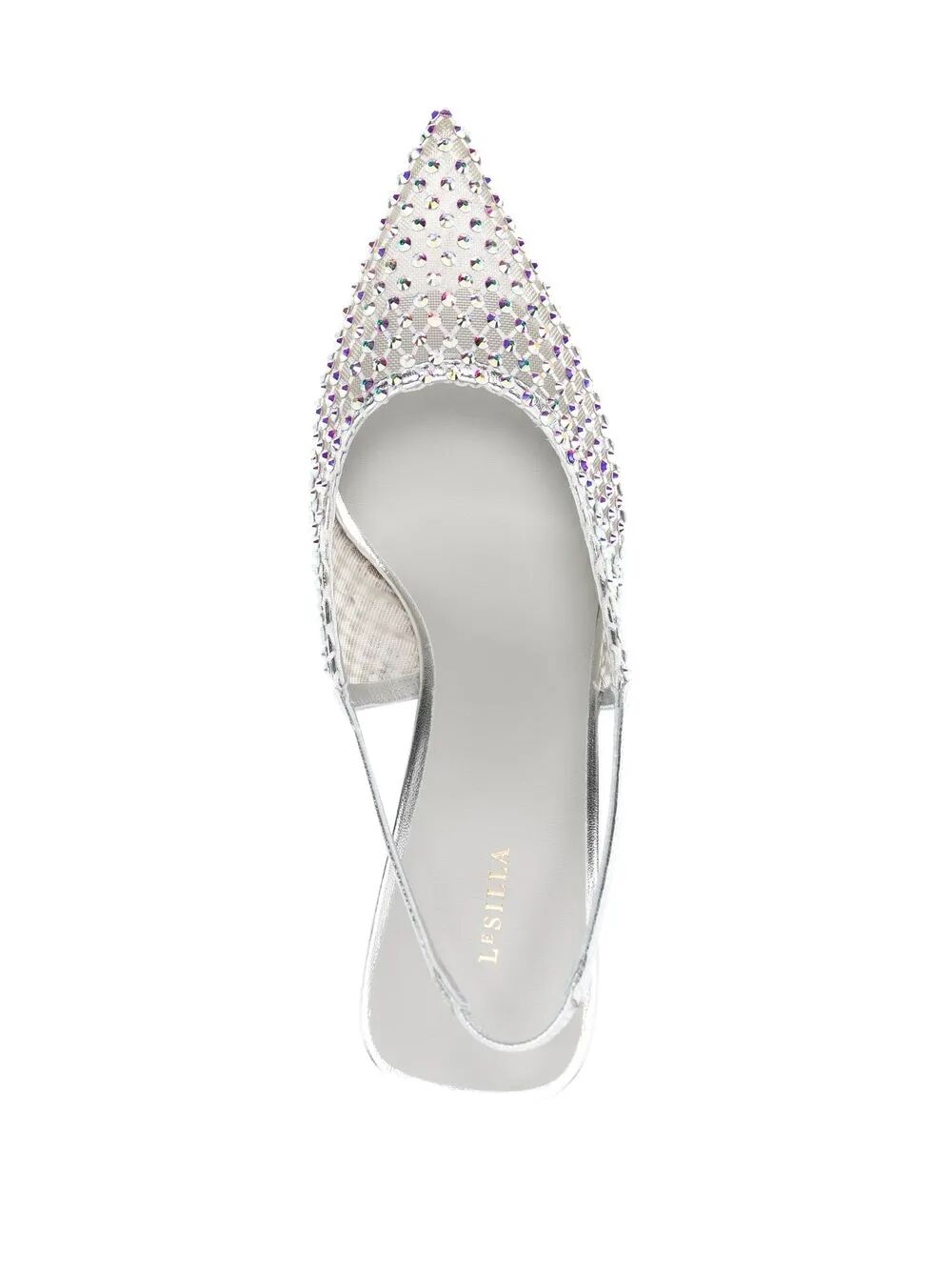 rhinestone-embellished slingback stiletto pumpss