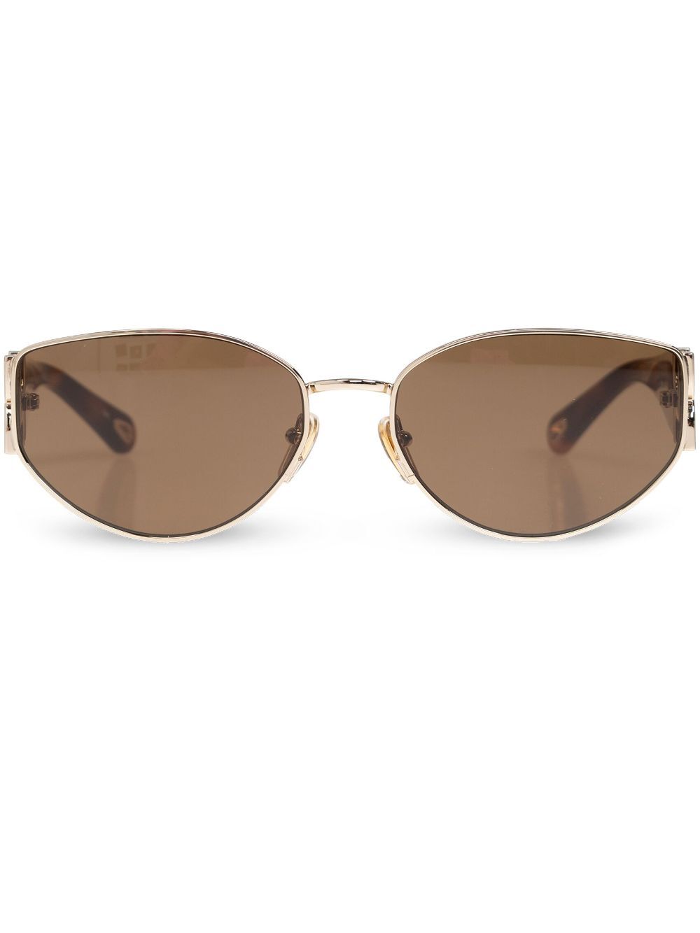 logo-engraved oval-lens sunglasses