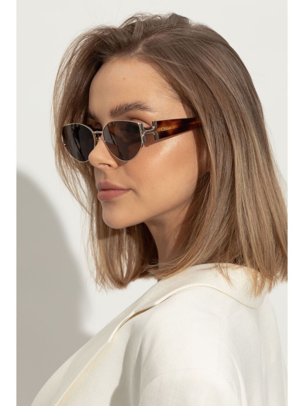 logo-engraved oval-lens sunglasses