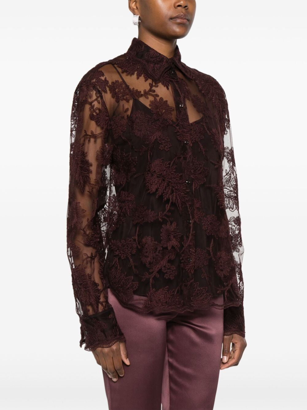 lace-embroidered shirt