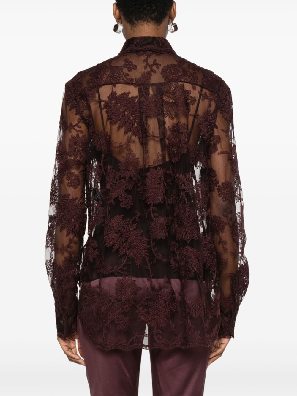 lace-embroidered shirt