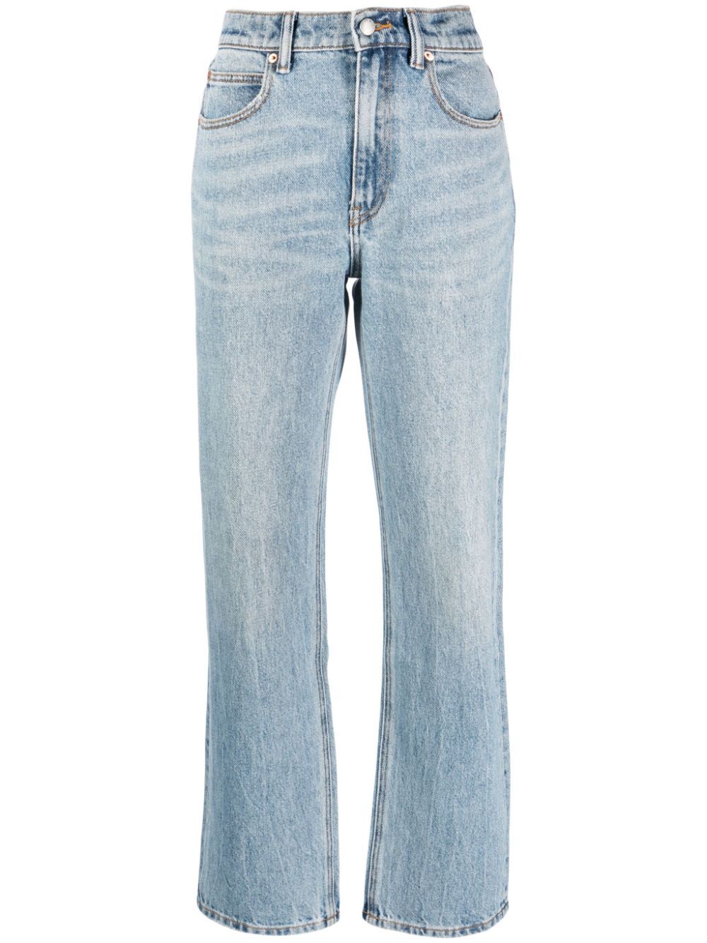 mid-rise straight-leg jeans