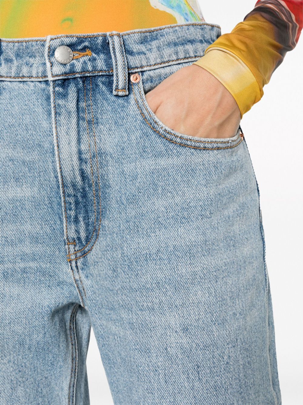 mid-rise straight-leg jeans