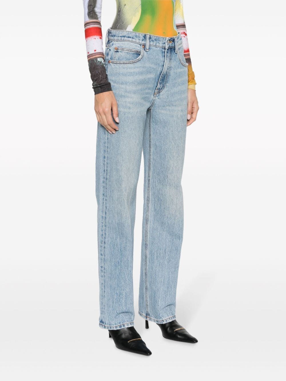 mid-rise straight-leg jeans