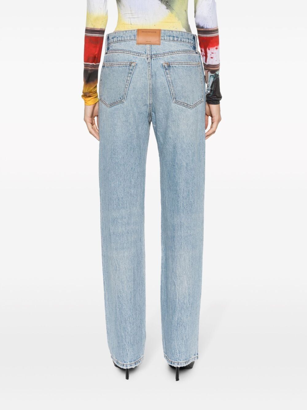 mid-rise straight-leg jeans