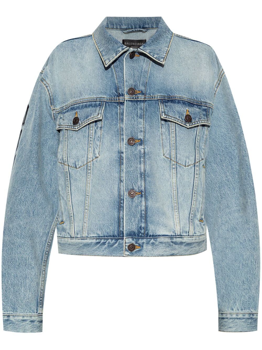 Giacca denim con effetto schiarito