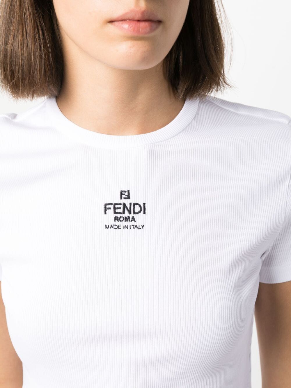 logo-embroidered ribbed T-shirt