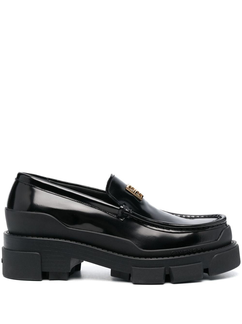 logo-plaque leather loafers