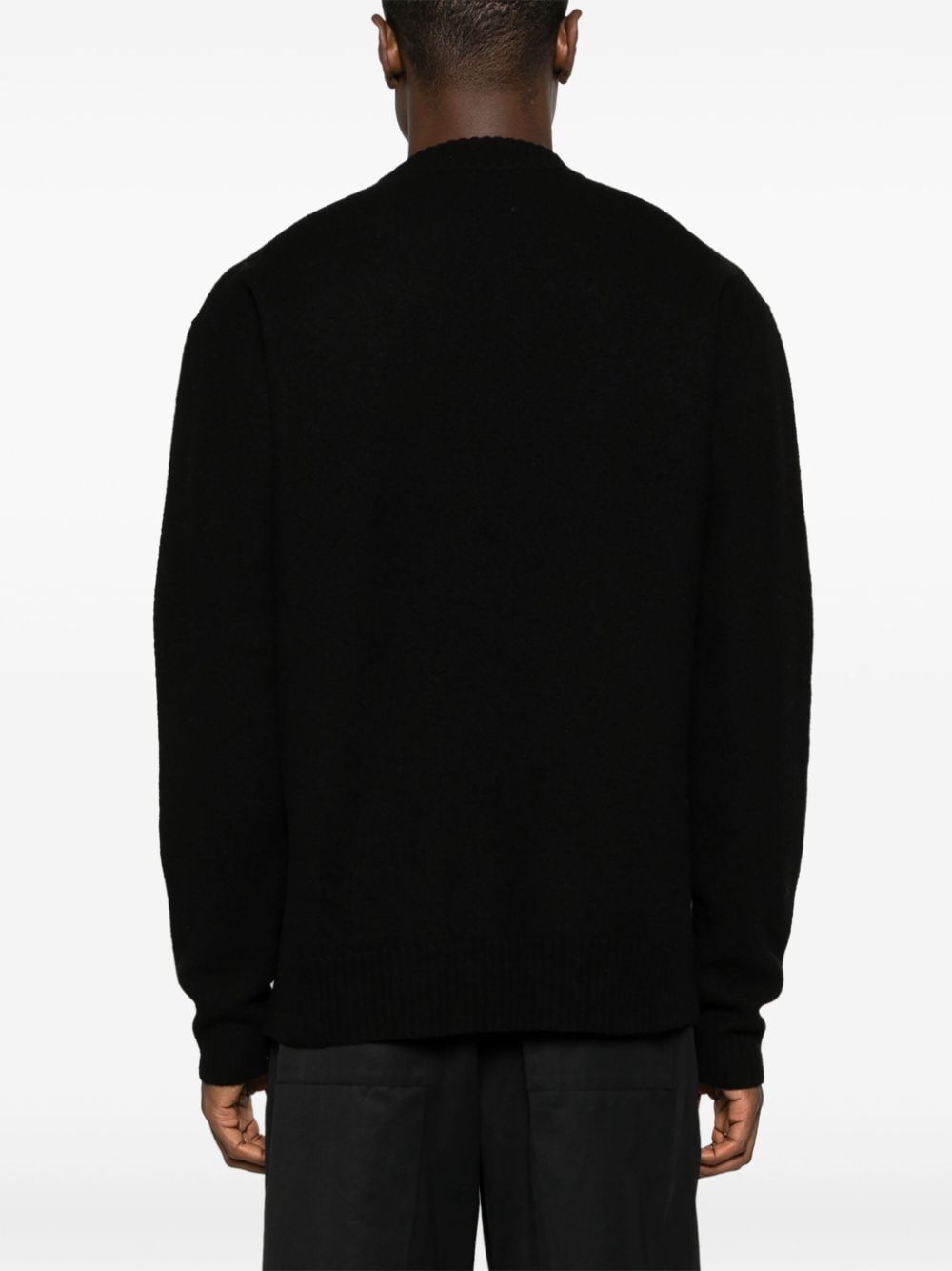 crew-neck boiled wool jumper