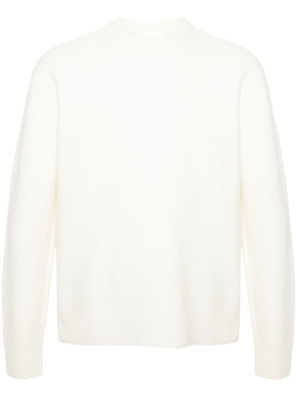 crew-neck boiled wool jumper