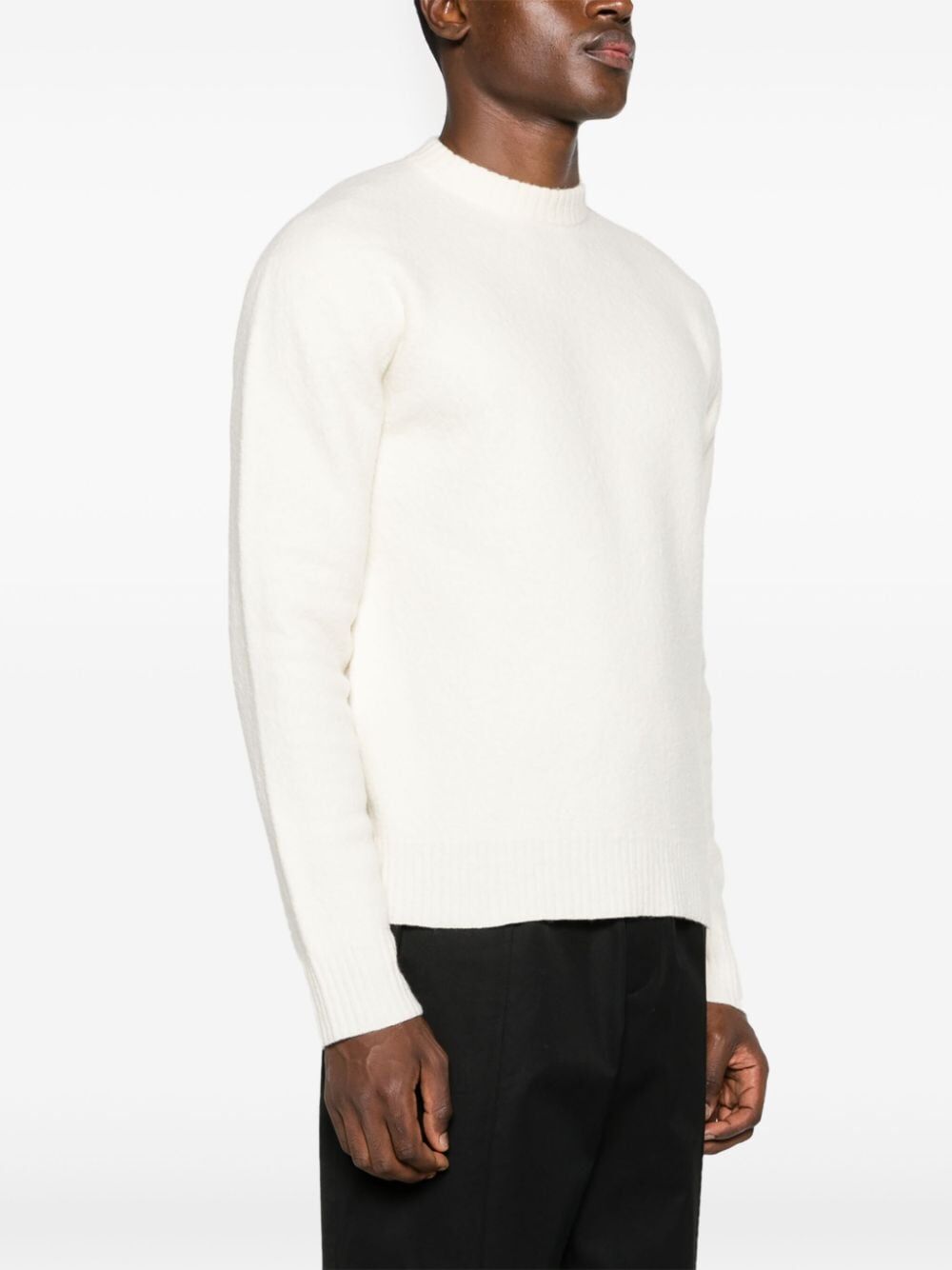 crew-neck boiled wool jumper