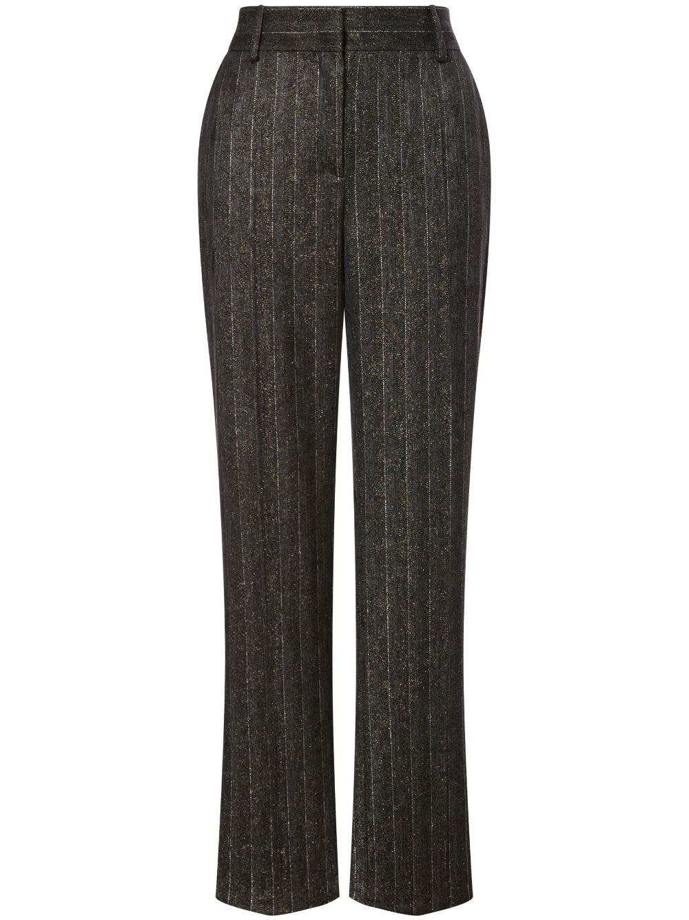 pinstriped mid-rise tailored trousers