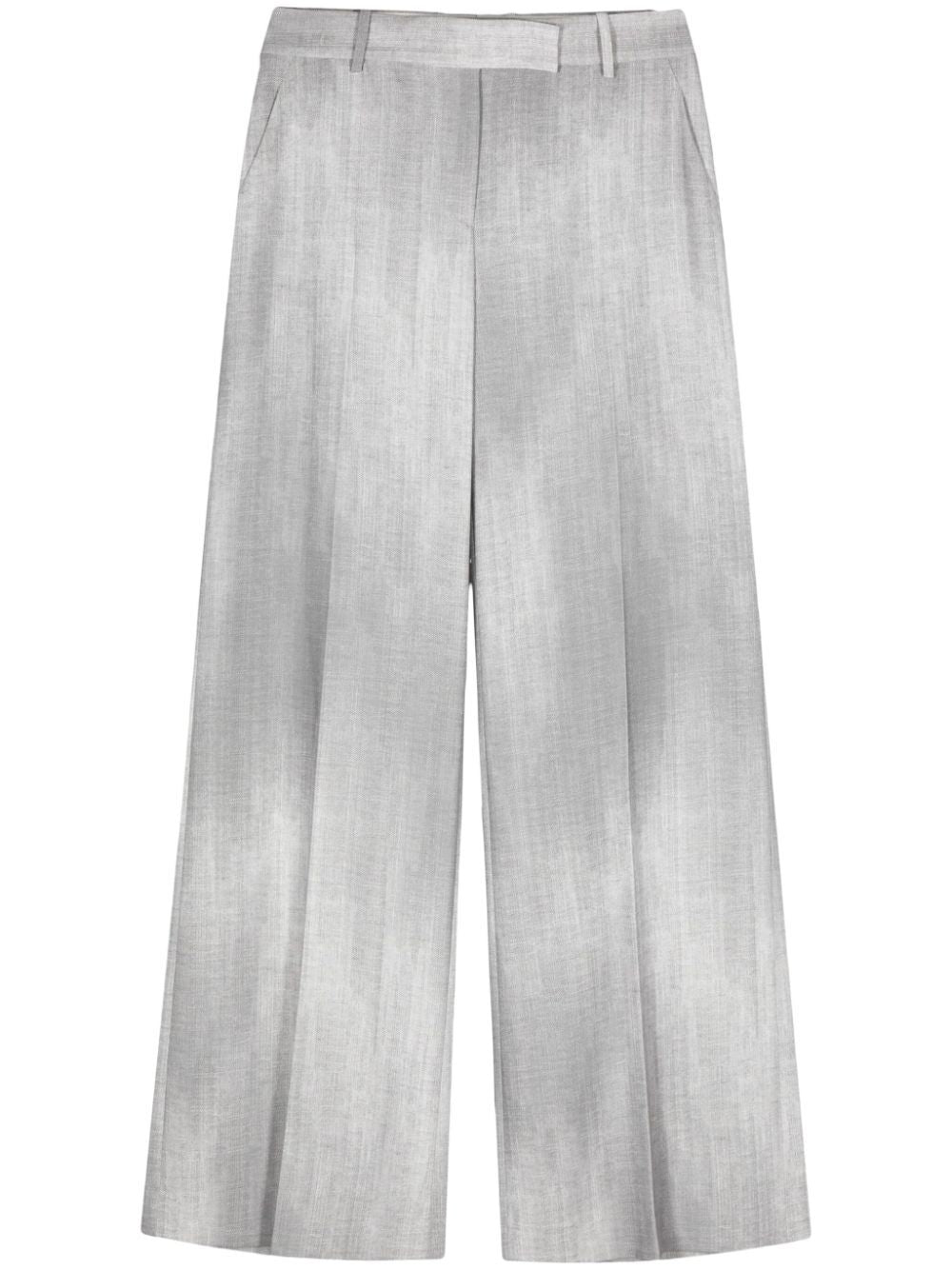 printed pressed-crease straight trousers