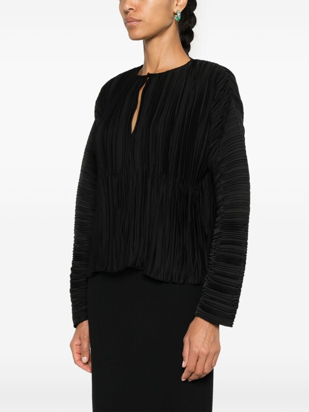 plissé-effect blouse