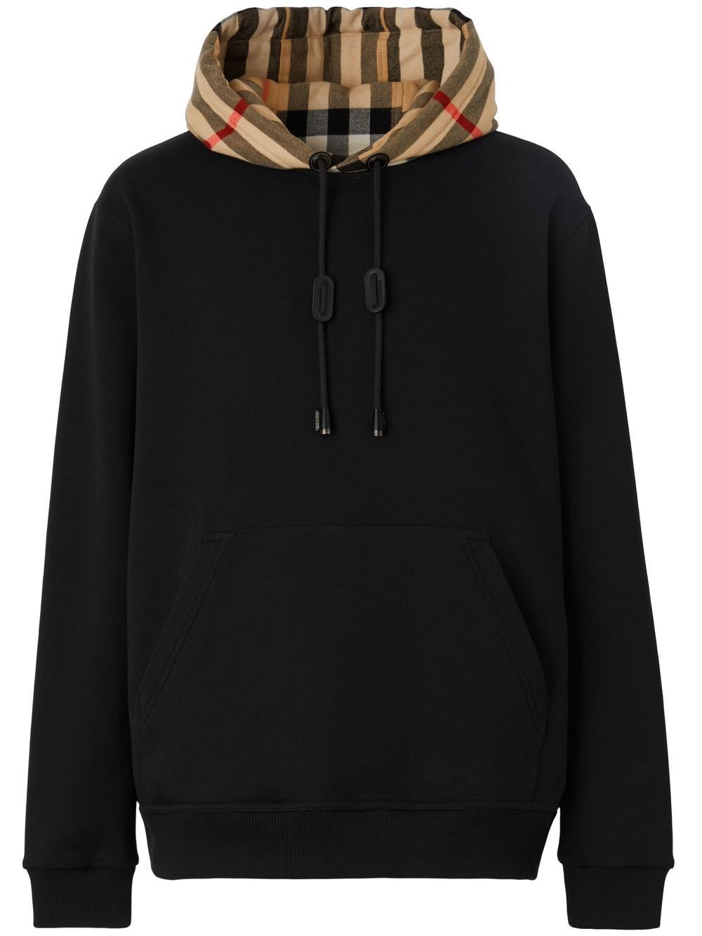 check-hood cotton hoodie