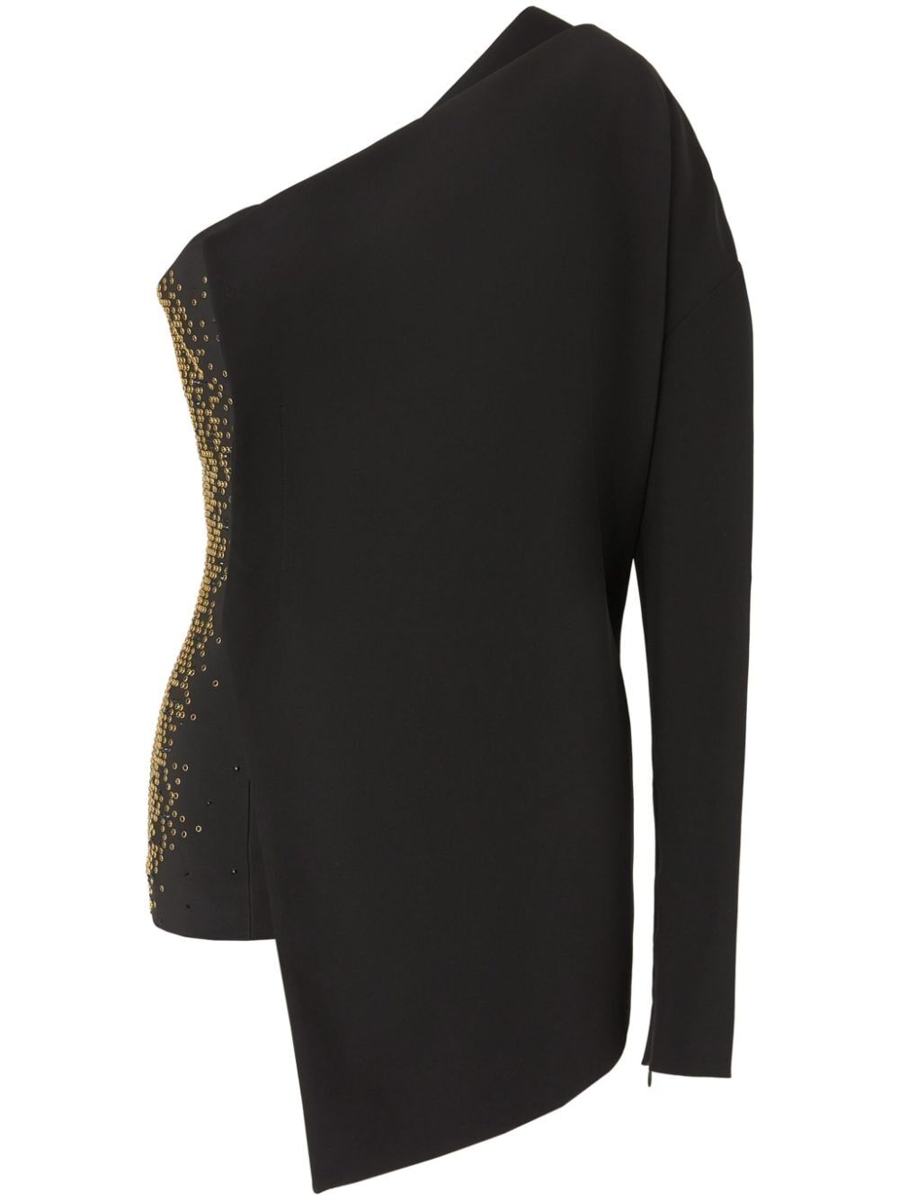 Top monospalla con strass