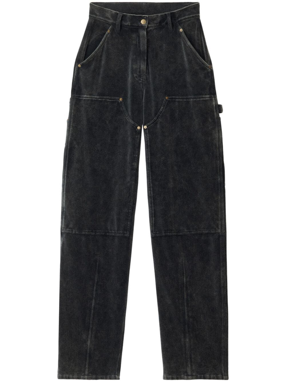 velour high-waisted trousers