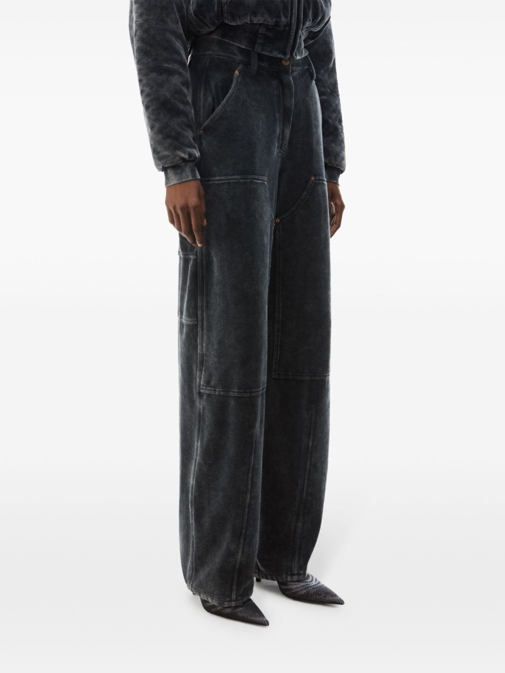 velour high-waisted trousers