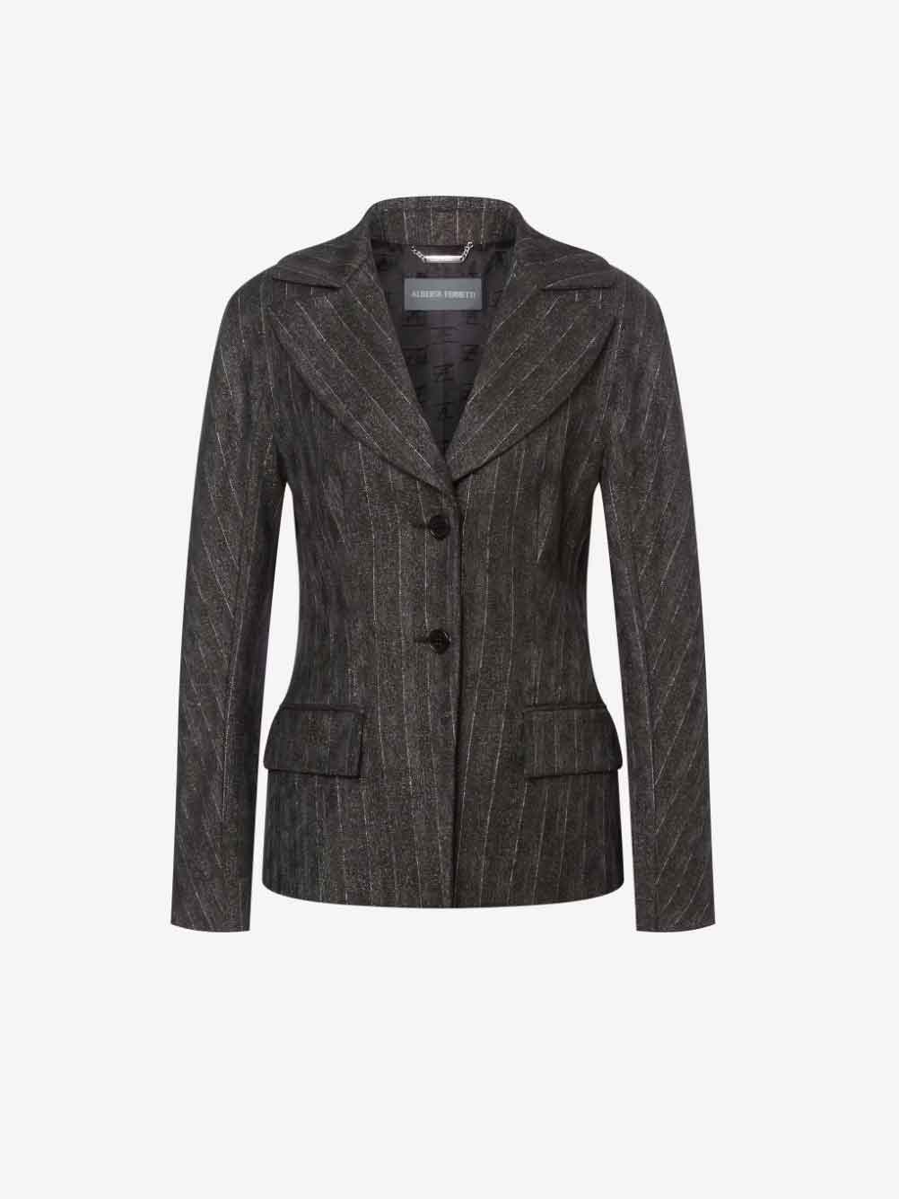 pinstriped single-breasted blazer