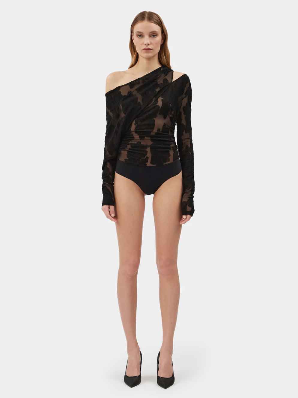 Dhyani Asymmetrical Draped Bodysuit 